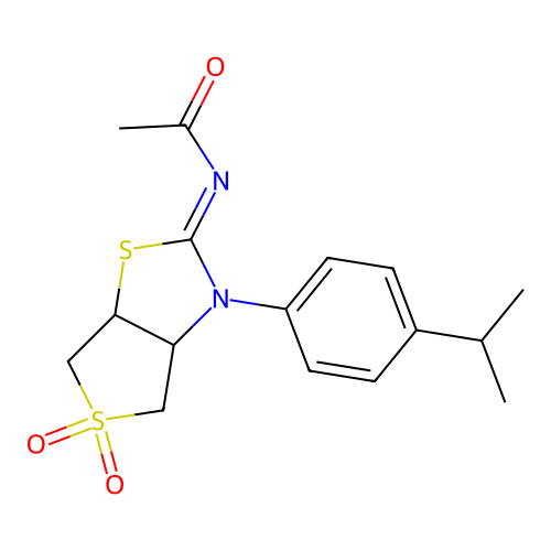 N-[(2E)-5,5-dioxido-3-[4-(propan-2-yl)phenyl]tetrahydrothieno[3,4-d][1,3]thiazol-2(3H)-ylidene]acetamide structure