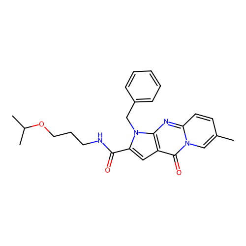 1-benzyl-N-(3-isopropoxypropyl)-7-methyl-4-oxo-1,4-dihydropyrido[1,2-a]pyrrolo[2,3-d]pyrimidine-2-carboxamide structure