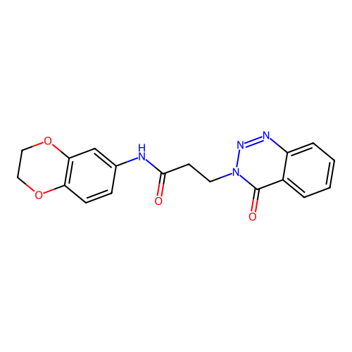 N-(2,3-dihydro-1,4-benzodioxin-6-yl)-3-(4-oxo-1,2,3-benzotriazin-3(4H)-yl)propanamide structure