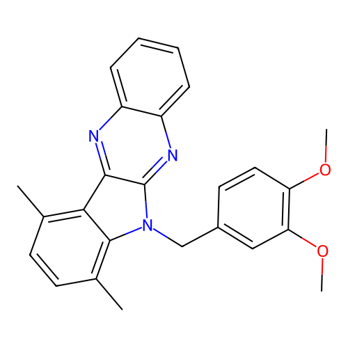 6-(3,4-dimethoxybenzyl)-7,10-dimethyl-6H-indolo[2,3-b]quinoxaline structure