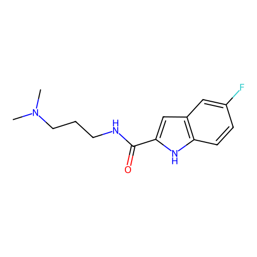 N-[3-(dimethylamino)propyl]-5-fluoro-1H-indole-2-carboxamide structure