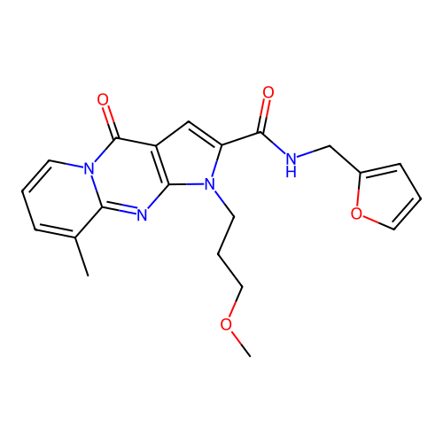 N-(furan-2-ylmethyl)-1-(3-methoxypropyl)-9-methyl-4-oxo-1,4-dihydropyrido[1,2-a]pyrrolo[2,3-d]pyrimidine-2-carboxamide structure