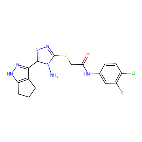 2-((4-amino-5-(1,4,5,6-tetrahydrocyclopenta[c]pyrazol-3-yl)-4H-1,2,4-triazol-3-yl)thio)-N-(3,4-dichlorophenyl)acetamide structure
