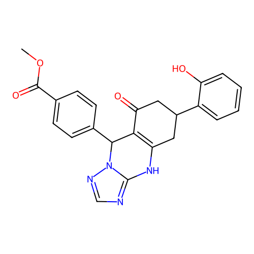 methyl 4-(6-(2-hydroxyphenyl)-8-oxo-4,5,6,7,8,9-hexahydro-[1,2,4]triazolo[5,1-b]quinazolin-9-yl)benzoate structure