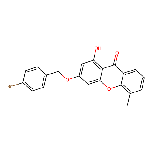 3-((4-bromobenzyl)oxy)-1-hydroxy-5-methyl-9H-xanthen-9-one structure