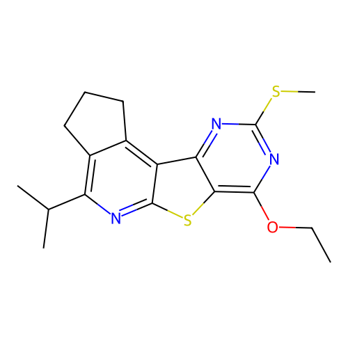 7-ethoxy-4-isopropyl-9-(methylthio)-2,3-dihydro-1H-cyclopenta[4',5']pyrido[3',2':4,5]thieno[3,2-d]pyrimidine structure