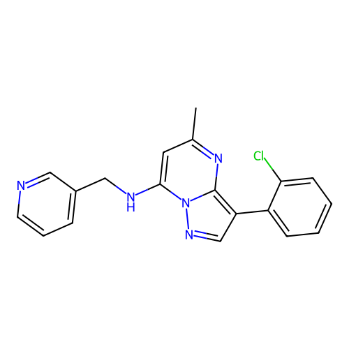 3-(2-chlorophenyl)-5-methyl-N-(pyridin-3-ylmethyl)pyrazolo[1,5-a]pyrimidin-7-amine structure