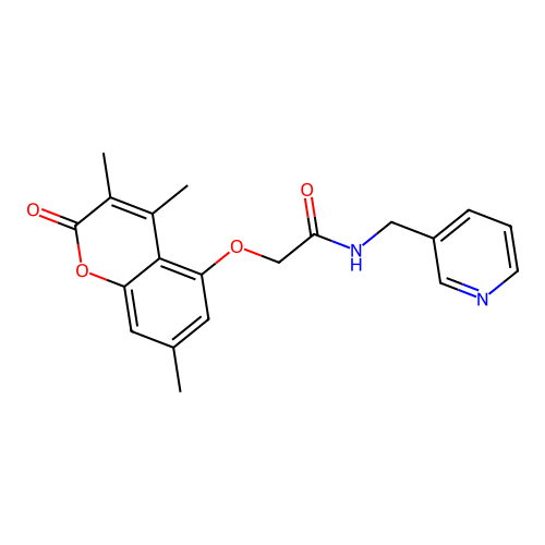 N-(pyridin-3-ylmethyl)-2-(3,4,7-trimethyl-2-oxochromen-5-yl)oxyacetamide structure
