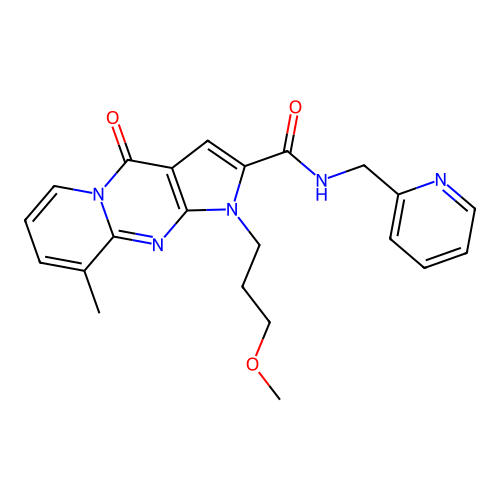 1-(3-methoxypropyl)-9-methyl-4-oxo-N-(pyridin-2-ylmethyl)-1,4-dihydropyrido[1,2-a]pyrrolo[2,3-d]pyrimidine-2-carboxamide structure