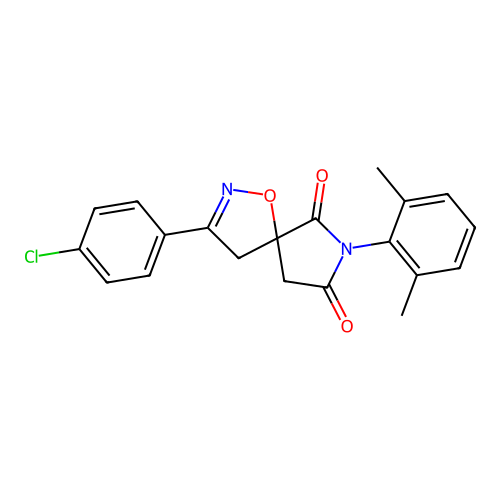 3-(4-chlorophenyl)-7-(2,6-dimethylphenyl)-1-oxa-2,7-diazaspiro[4.4]non-2-ene-6,8-dione structure