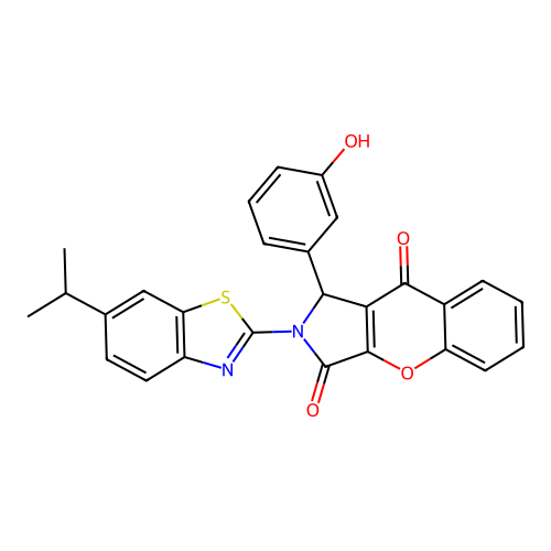 1-(3-hydroxyphenyl)-2-(6-isopropylbenzo[d]thiazol-2-yl)-1,2-dihydrochromeno[2,3-c]pyrrole-3,9-dione structure