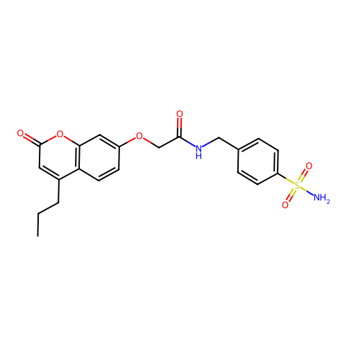 2-[(2-oxo-4-propyl-2H-chromen-7-yl)oxy]-N-(4-sulfamoylbenzyl)acetamide structure