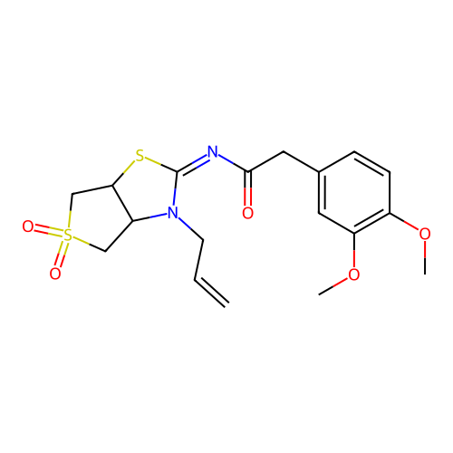 2-(3,4-dimethoxyphenyl)-N-[(2Z)-5,5-dioxido-3-(prop-2-en-1-yl)tetrahydrothieno[3,4-d][1,3]thiazol-2(3H)-ylidene]acetamide structure