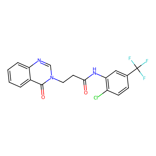 N-(2-chloro-5-(trifluoromethyl)phenyl)-3-(4-oxoquinazolin-3(4H)-yl)propanamide structure
