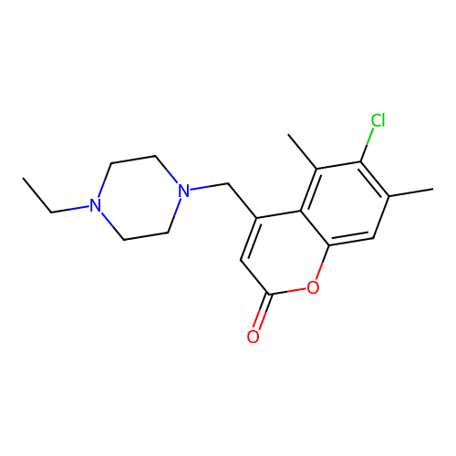 6-chloro-4-((4-ethylpiperazin-1-yl)methyl)-5,7-dimethyl-2H-chromen-2-one structure