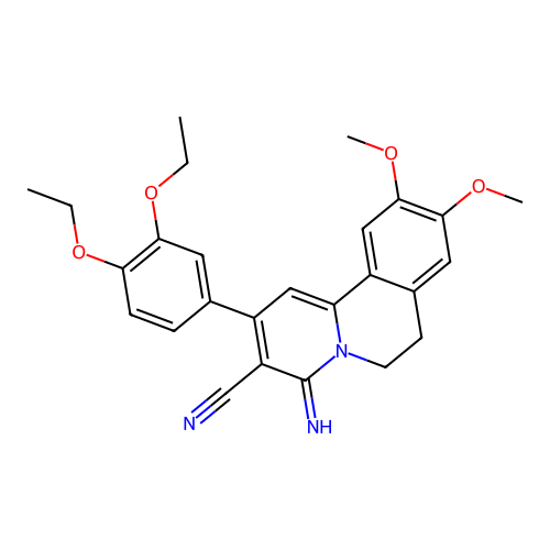 2-(3,4-diethoxyphenyl)-4-imino-9,10-dimethoxy-6,7-dihydro-4H-pyrido[2,1-a]isoquinoline-3-carbonitrile structure