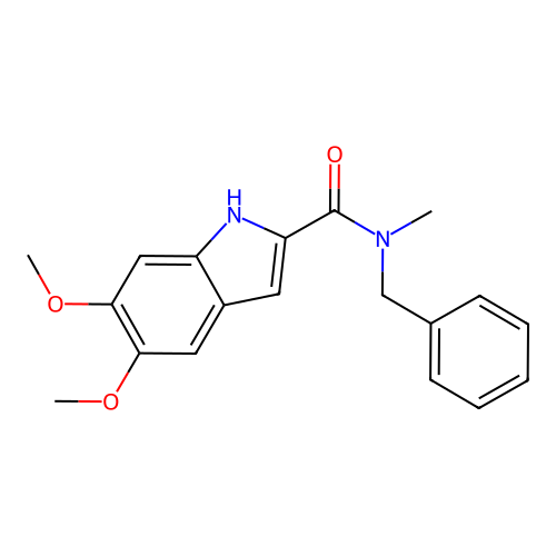 N-benzyl-5,6-dimethoxy-N-methyl-1H-indole-2-carboxamide structure