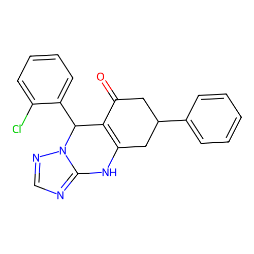 9-(2-chlorophenyl)-6-phenyl-5,6,7,9-tetrahydro[1,2,4]triazolo[5,1-b]quinazolin-8-ol structure