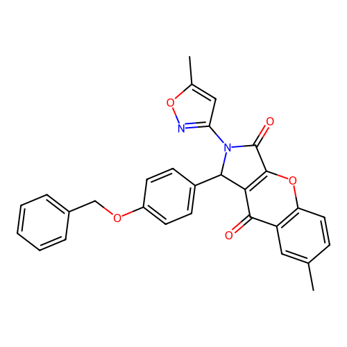 1-(4-(benzyloxy)phenyl)-7-methyl-2-(5-methylisoxazol-3-yl)-1,2-dihydrochromeno[2,3-c]pyrrole-3,9-dione structure