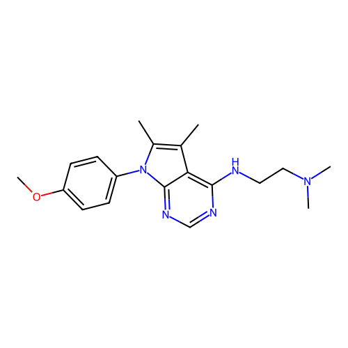 N-[7-(4-methoxyphenyl)-5,6-dimethylpyrrolo[2,3-d]pyrimidin-4-yl]-N',N'-dimethylethane-1,2-diamine structure