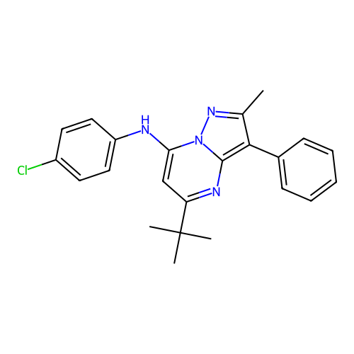 5-tert-butyl-N-(4-chlorophenyl)-2-methyl-3-phenylpyrazolo[1,5-a]pyrimidin-7-amine structure