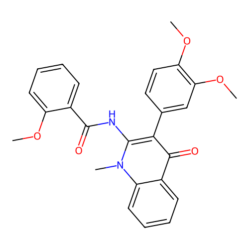 N-(3-(3,4-dimethoxyphenyl)-1-methyl-4-oxo-1,4-dihydroquinolin-2-yl)-2-methoxybenzamide structure