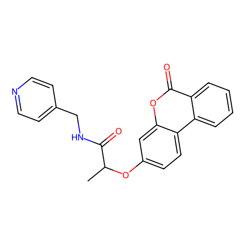 2-((6-oxo-6H-benzo[c]chromen-3-yl)oxy)-N-(pyridin-4-ylmethyl)propanamide structure