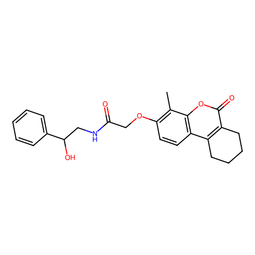 N-(2-hydroxy-2-phenylethyl)-2-((4-methyl-6-oxo-7,8,9,10-tetrahydro-6H-benzo[c]chromen-3-yl)oxy)acetamide structure