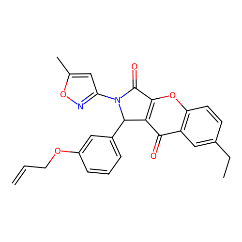 1-(3-(allyloxy)phenyl)-7-ethyl-2-(5-methylisoxazol-3-yl)-1,2-dihydrochromeno[2,3-c]pyrrole-3,9-dione structure