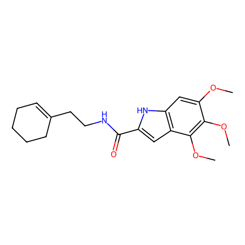 N-(2-(cyclohex-1-en-1-yl)ethyl)-4,5,6-trimethoxy-1H-indole-2-carboxamide structure