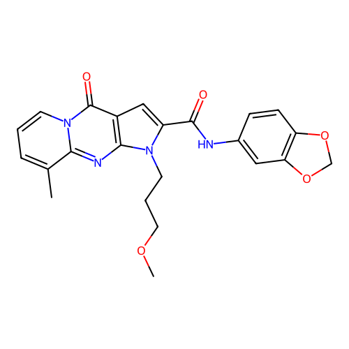 N-(1,3-Benzodioxol-5-yl)-6-(3-methoxypropyl)-10-methyl-2-oxo-1,6,8-triazatricyclo[7.4.0.03,7]trideca-3(7),4,8,10,12-pentaene-5-carboxamide structure