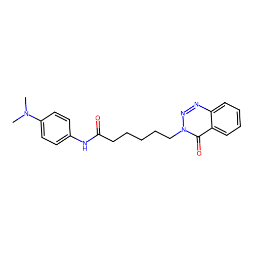 N-[4-(dimethylamino)phenyl]-6-(4-oxo-1,2,3-benzotriazin-3(4H)-yl)hexanamide structure
