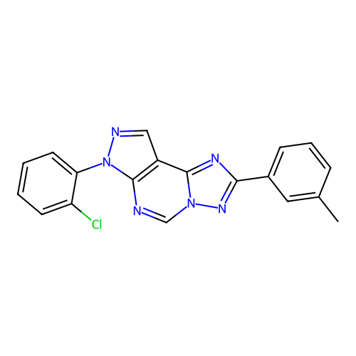 7-(2-chlorophenyl)-2-(3-methylphenyl)-7H-pyrazolo[4,3-e][1,2,4]triazolo[1,5-c]pyrimidine structure