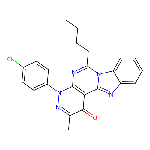 6-butyl-4-(4-chlorophenyl)-2-methylbenzo[4',5']imidazo[1',2':1,6]pyrimido[4,5-c]pyridazin-1(4H)-one structure