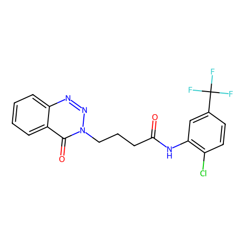 N-[2-chloro-5-(trifluoromethyl)phenyl]-4-(4-oxo-1,2,3-benzotriazin-3(4H)-yl)butanamide structure