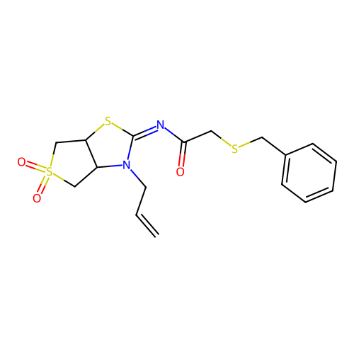 (Z)-N-(3-allyl-5,5-dioxidotetrahydrothieno[3,4-d]thiazol-2(3H)-ylidene)-2-(benzylthio)acetamide structure