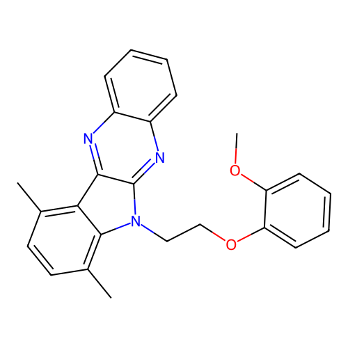 6-[2-(2-methoxyphenoxy)ethyl]-7,10-dimethyl-6H-indolo[2,3-b]quinoxaline structure