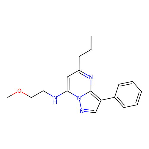 N-(2-methoxyethyl)-3-phenyl-5-propylpyrazolo[1,5-a]pyrimidin-7-amine structure