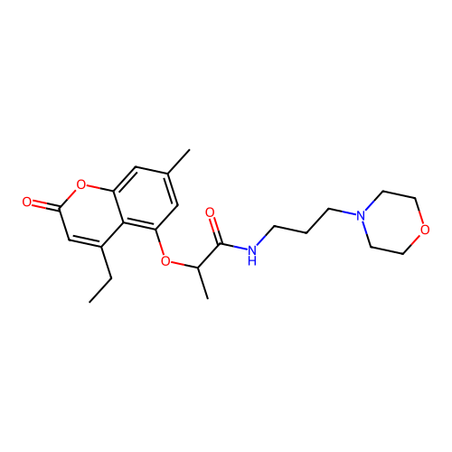 2-((4-ethyl-7-methyl-2-oxo-2H-chromen-5-yl)oxy)-N-(3-morpholinopropyl)propanamide structure