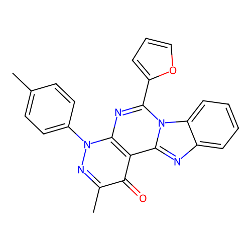 6-(furan-2-yl)-2-methyl-4-(4-methylphenyl)pyridazino[3',4':4,5]pyrimido[1,6-a]benzimidazol-1(4H)-one structure