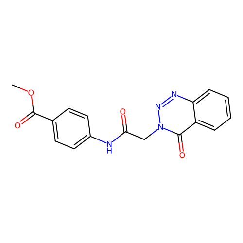 methyl 4-{[(4-oxo-1,2,3-benzotriazin-3(4H)-yl)acetyl]amino}benzoate structure