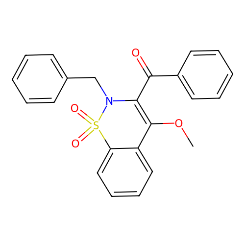(2-benzyl-4-methoxy-1,1-dioxido-2H-1,2-benzothiazin-3-yl)(phenyl)methanone structure