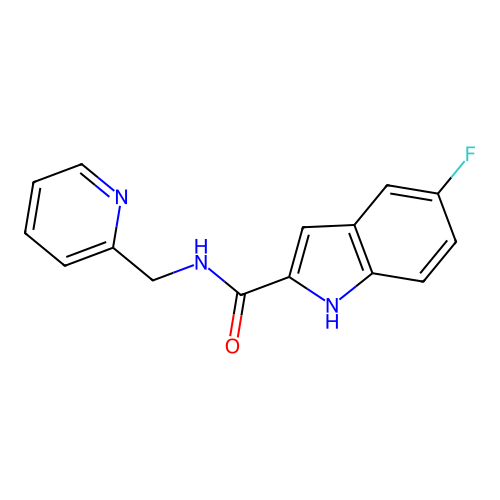 5-fluoro-N-(pyridin-2-ylmethyl)-1H-indole-2-carboxamide structure