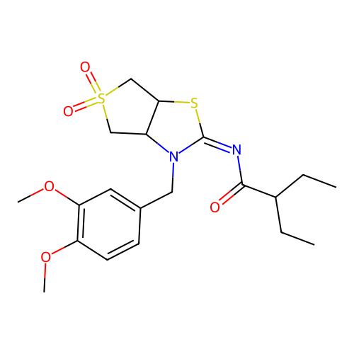 (Z)-N-(3-(3,4-dimethoxybenzyl)-5,5-dioxidotetrahydrothieno[3,4-d]thiazol-2(3H)-ylidene)-2-ethylbutanamide structure