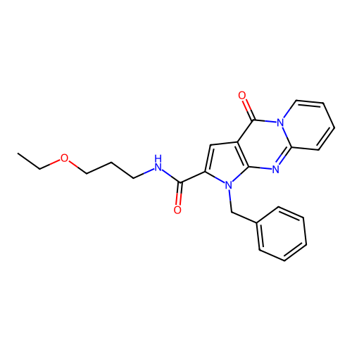 1-benzyl-N-(3-ethoxypropyl)-4-oxo-1,4-dihydropyrido[1,2-a]pyrrolo[2,3-d]pyrimidine-2-carboxamide structure