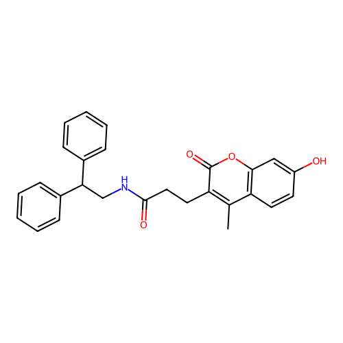 N-(2,2-diphenylethyl)-3-(7-hydroxy-4-methyl-2-oxo-2H-chromen-3-yl)propanamide structure