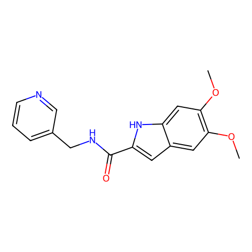 5,6-dimethoxy-N-(pyridin-3-ylmethyl)-1H-indole-2-carboxamide structure
