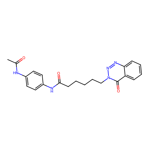 N-[4-(acetylamino)phenyl]-6-(4-oxo-1,2,3-benzotriazin-3(4H)-yl)hexanamide structure