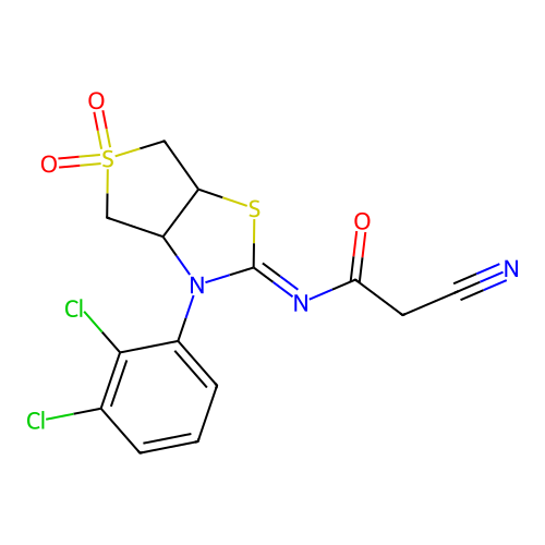 (Z)-2-cyano-N-(3-(2,3-dichlorophenyl)-5,5-dioxidotetrahydrothieno[3,4-d]thiazol-2(3H)-ylidene)acetamide structure
