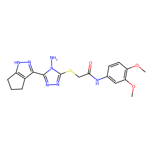 2-((4-amino-5-(1,4,5,6-tetrahydrocyclopenta[c]pyrazol-3-yl)-4H-1,2,4-triazol-3-yl)thio)-N-(3,4-dimethoxyphenyl)acetamide structure